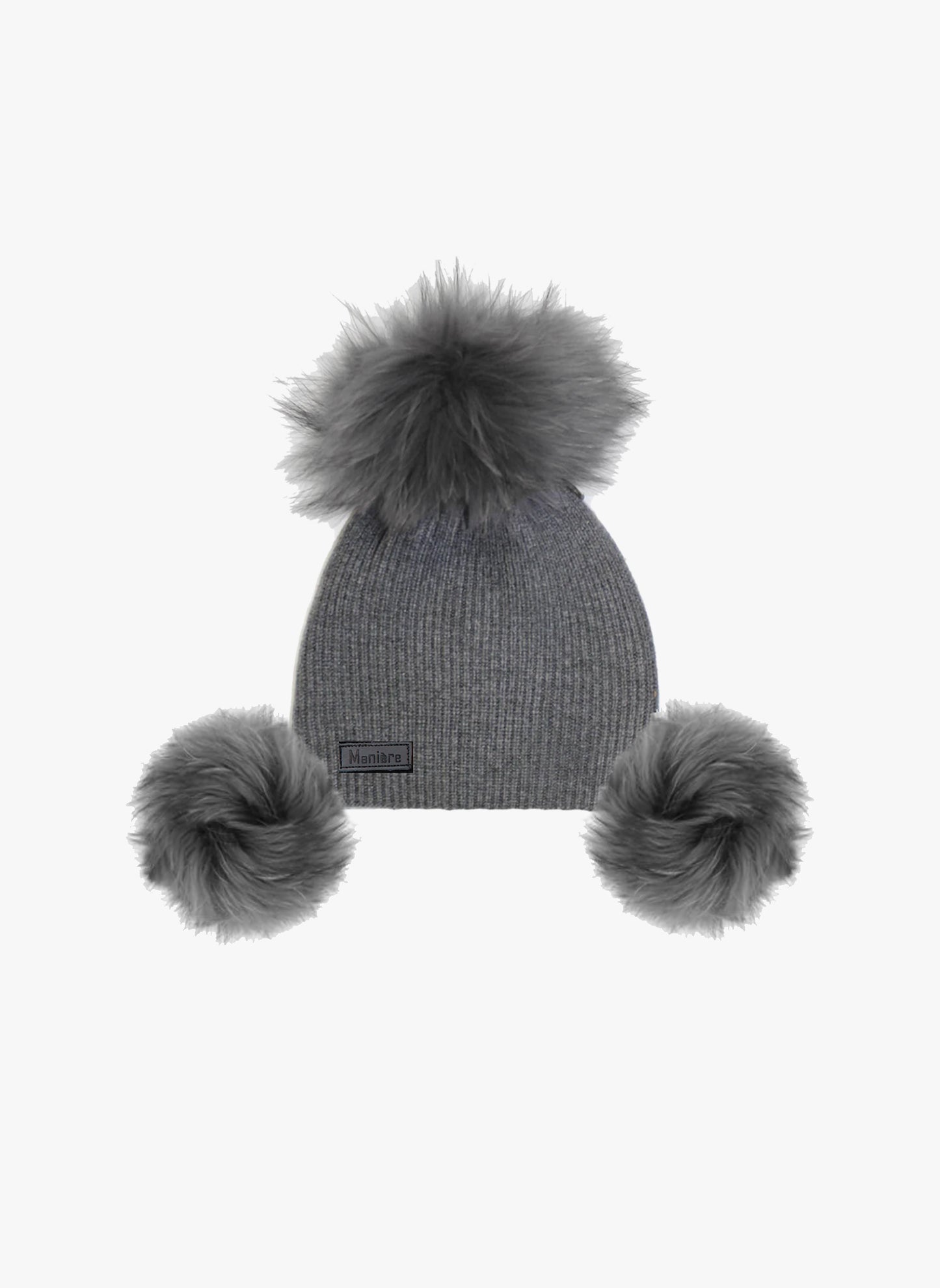 Hello Alyss Triple Pom Pom Hat in Grey