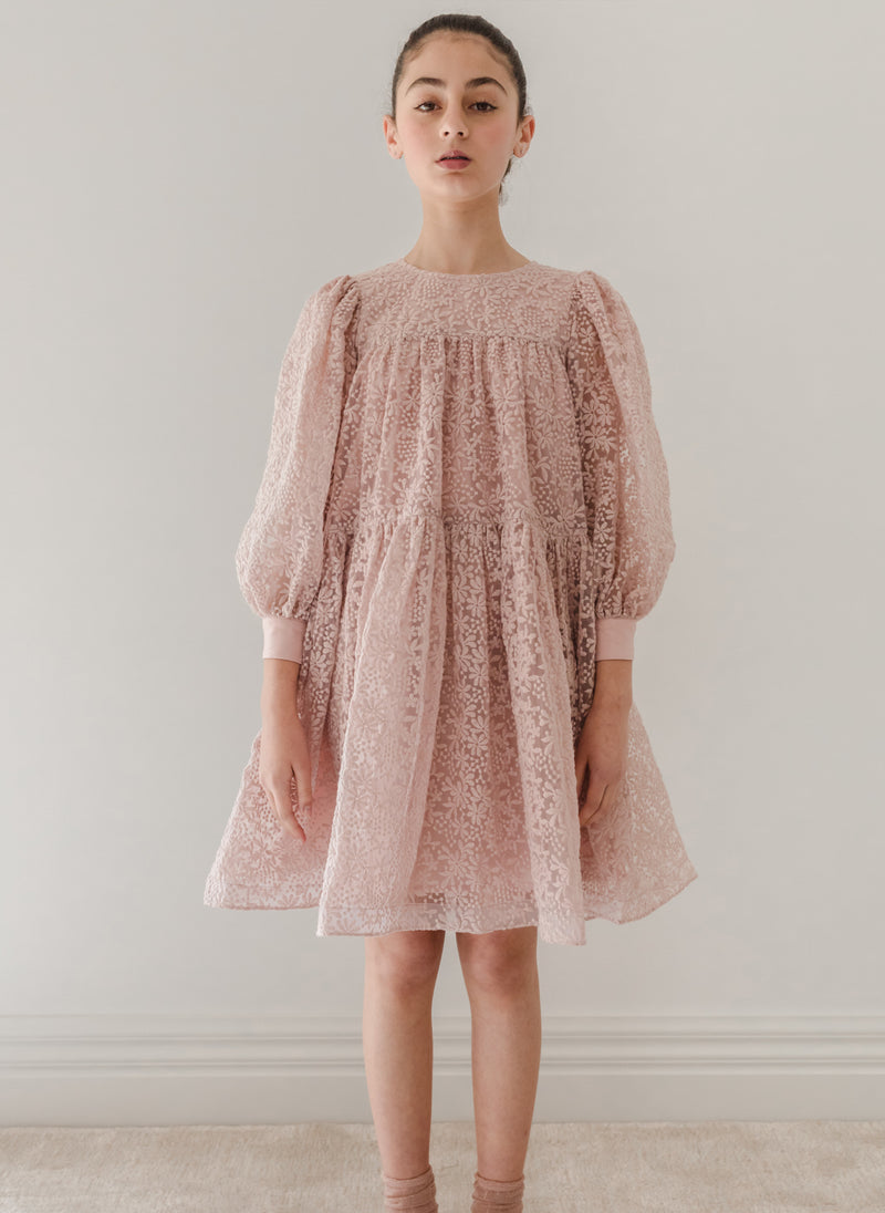 Petite Amalie Embroidered Organza Babydoll Dress