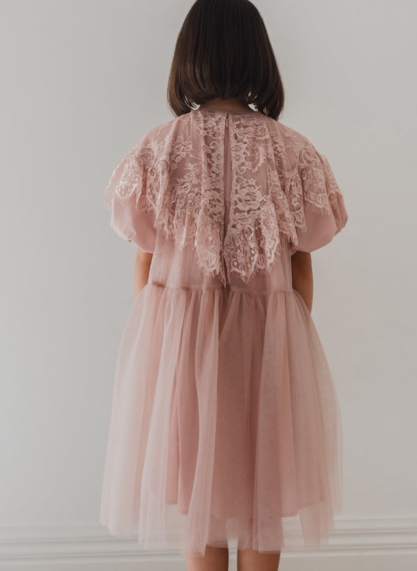 Petite Amalie Lace Collar Tulle Baby Doll Dress