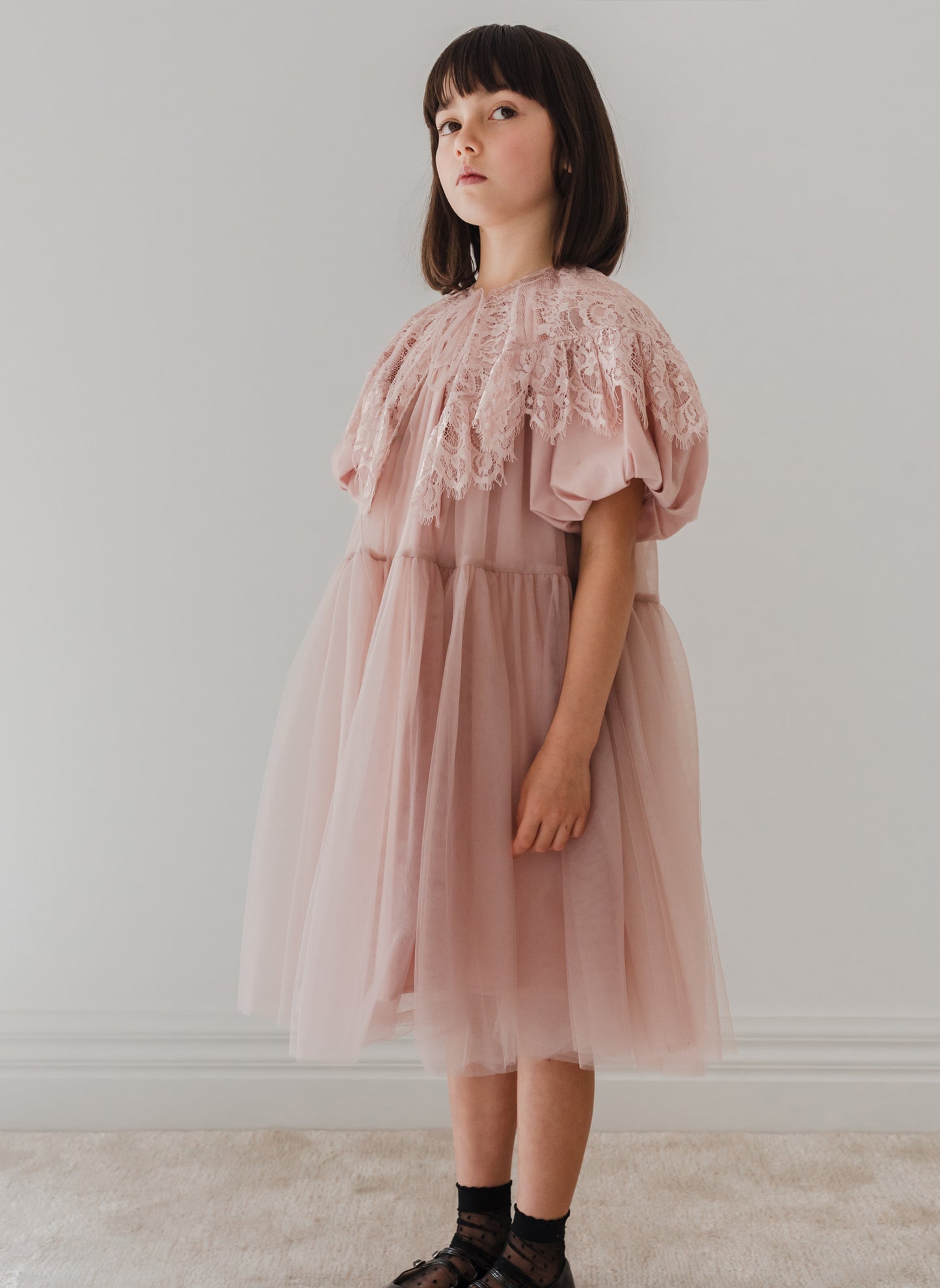 Petite Amalie Lace Collar Tulle Baby Doll Dress