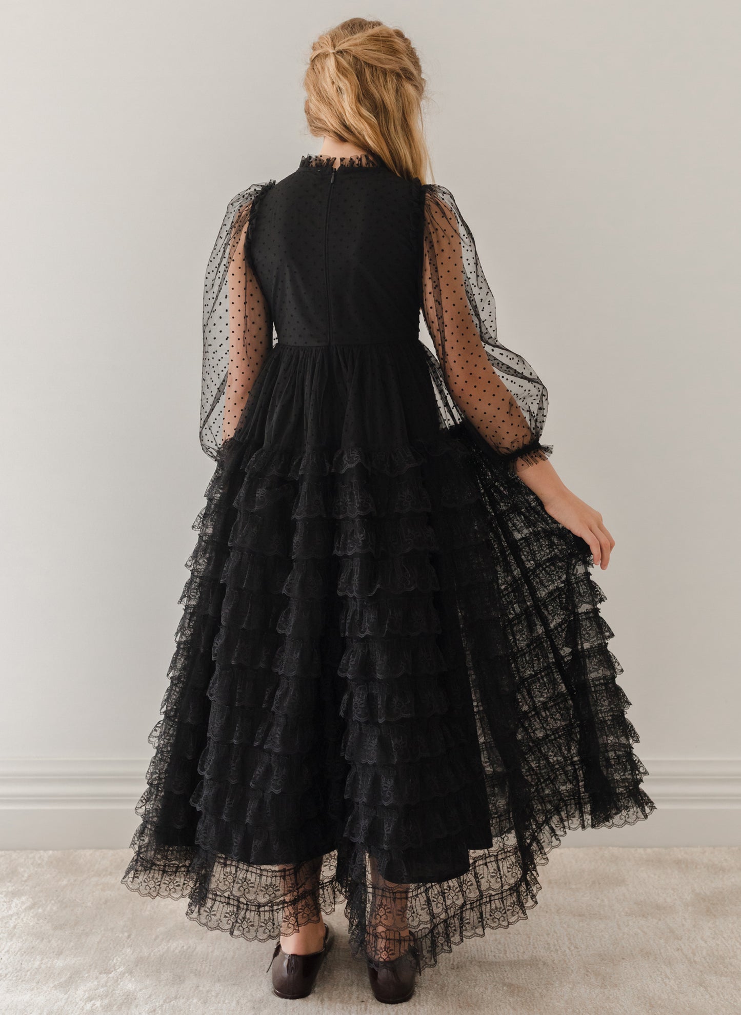 Petite Amalie Layered Long Lace Gown