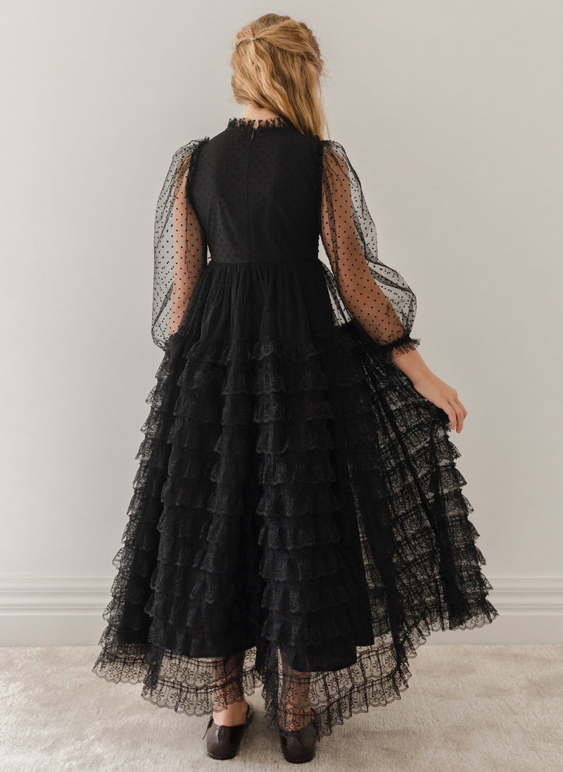 Petite Amalie Layered Long Lace Gown