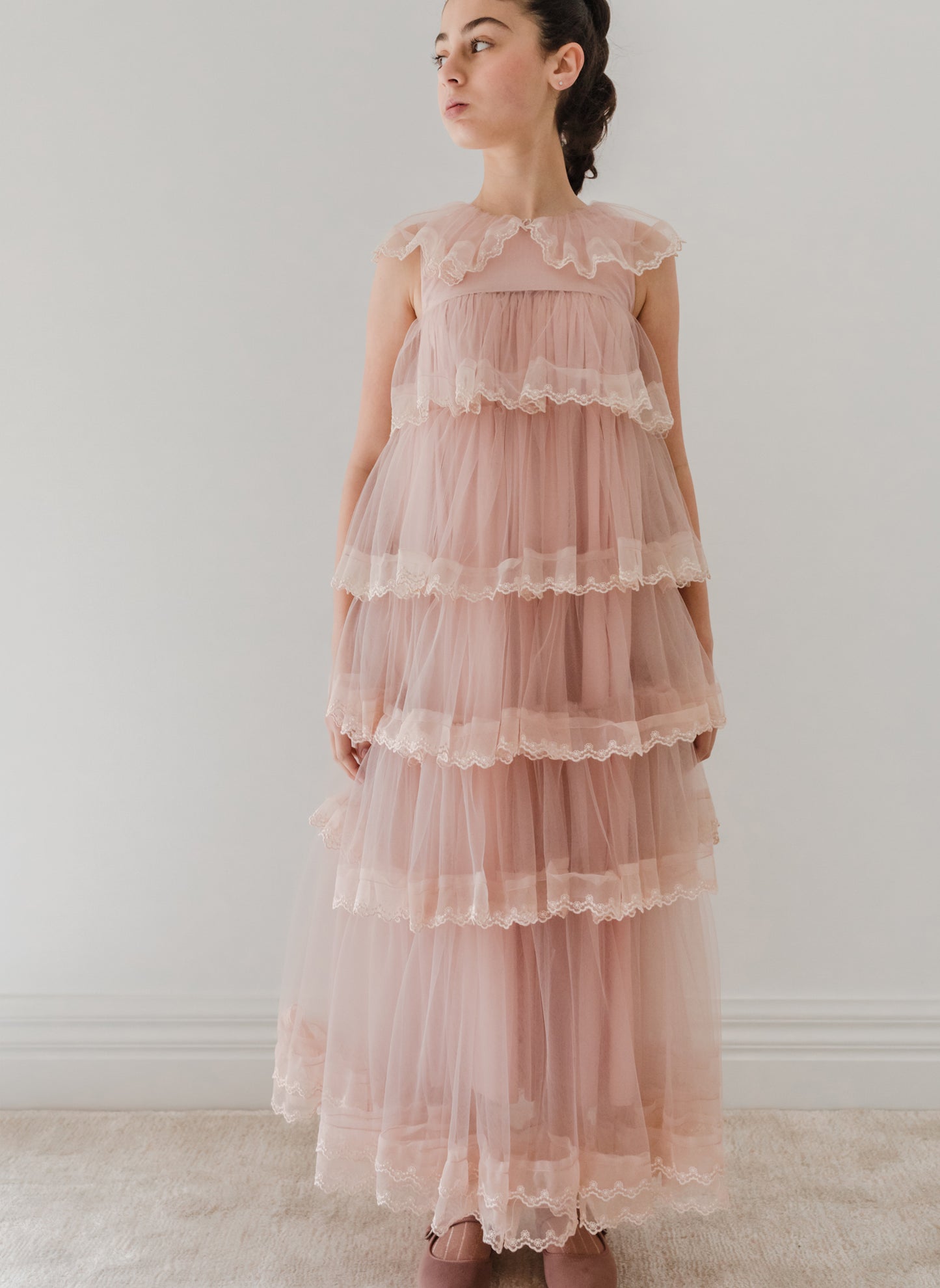 Petite Amalie Mauve Layers Tulle Gown