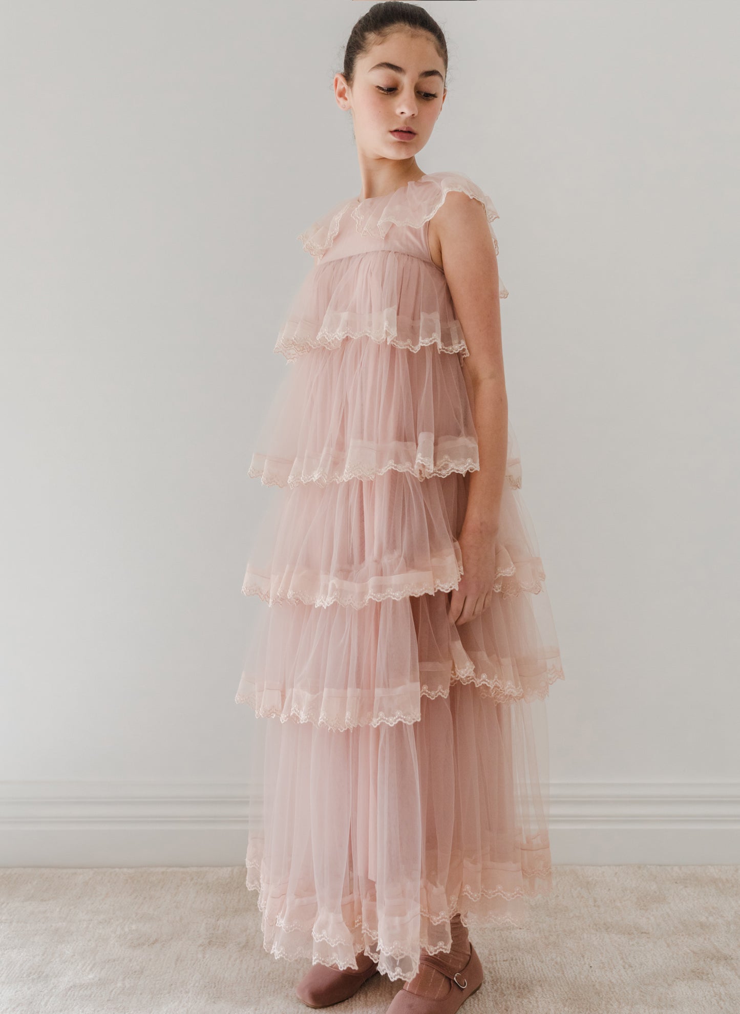 Petite Amalie Mauve Layers Tulle Gown