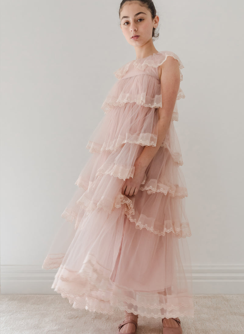 Petite Amalie Mauve Layers Tulle Gown