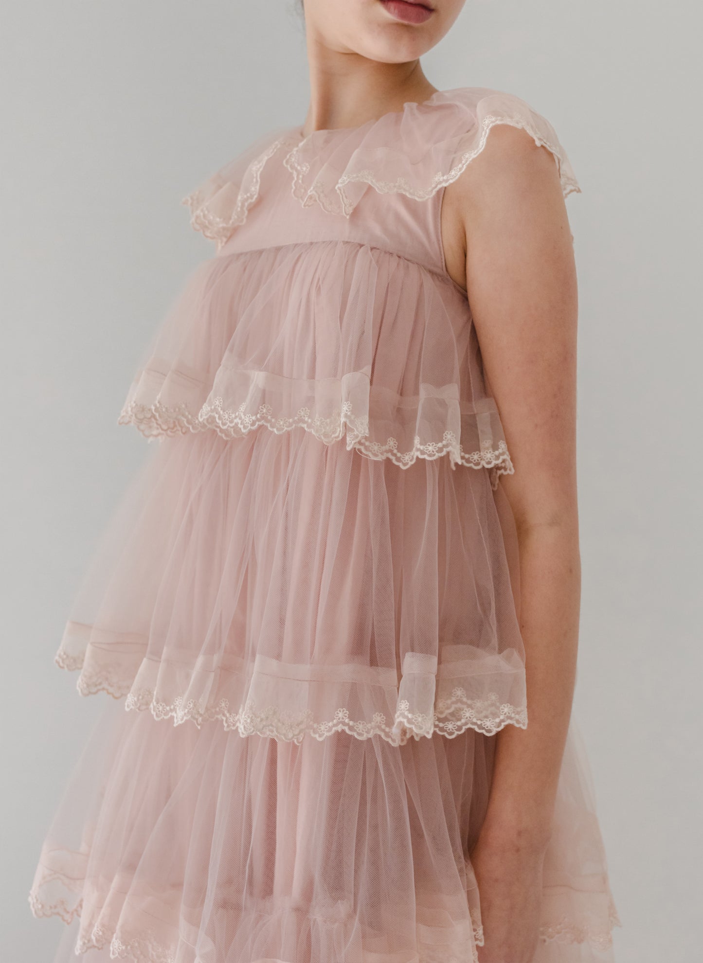 Petite Amalie Mauve Layers Tulle Gown