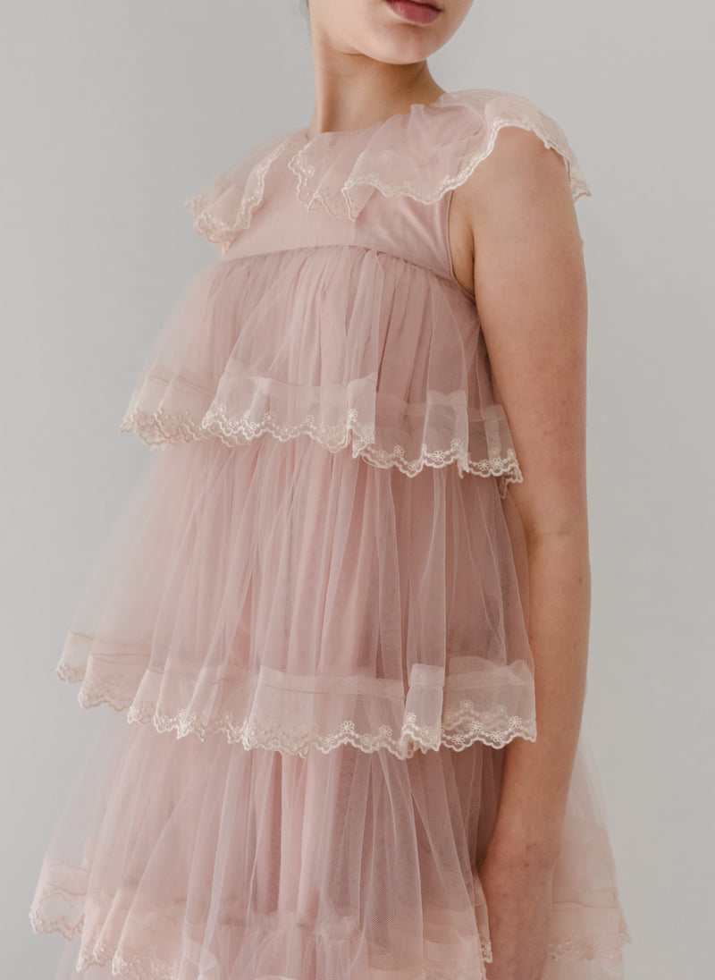 Petite Amalie Mauve Layers Tulle Gown