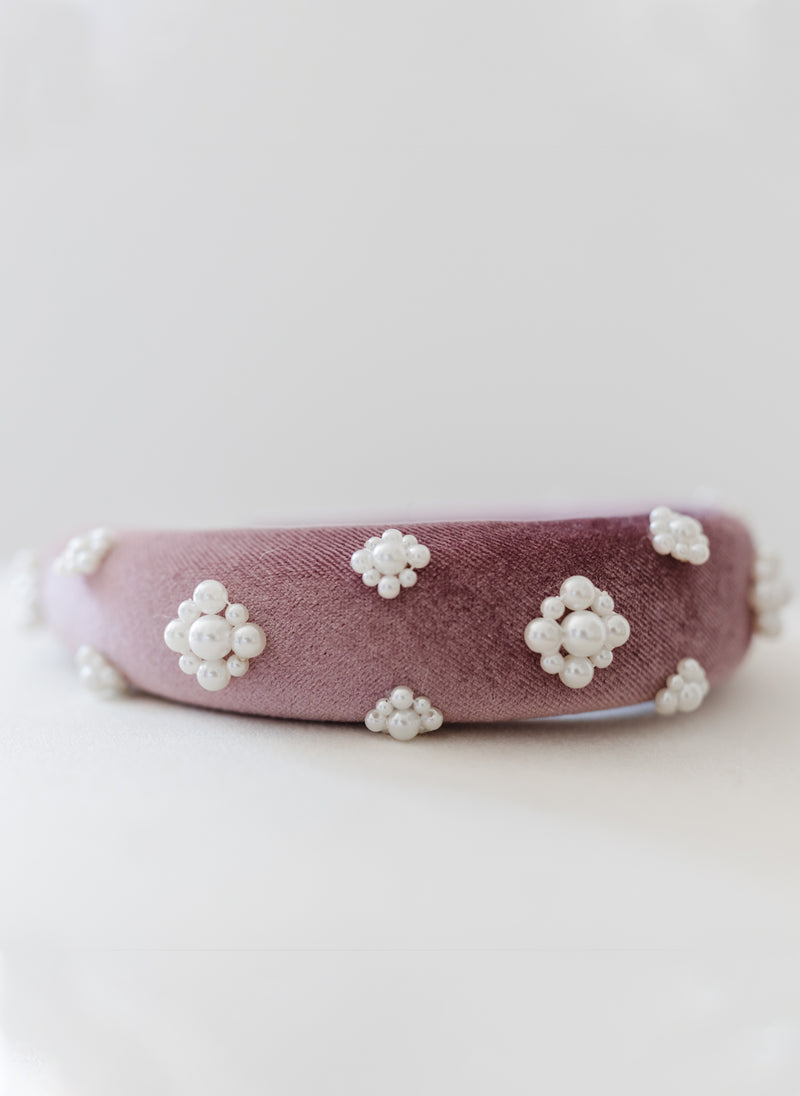 Petite Amalie Padded Pearl Velvet Headband