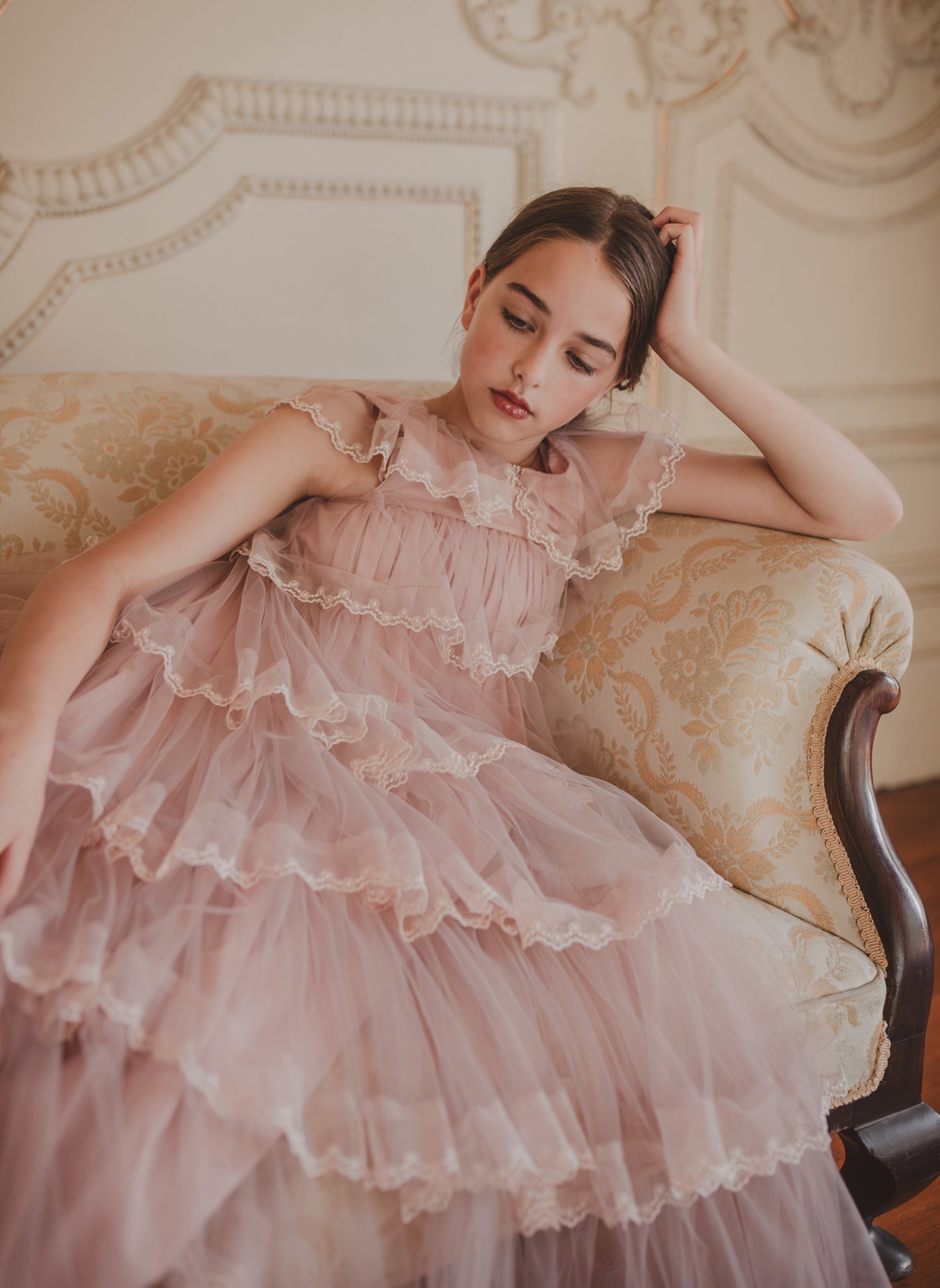 Petite Amalie Mauve Layers Tulle Gown