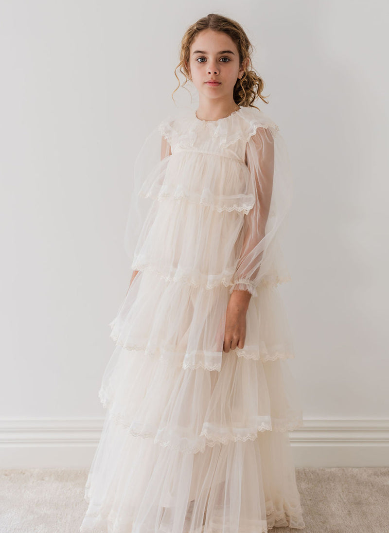 Petite Amalie Mauve Layers Tulle Gown