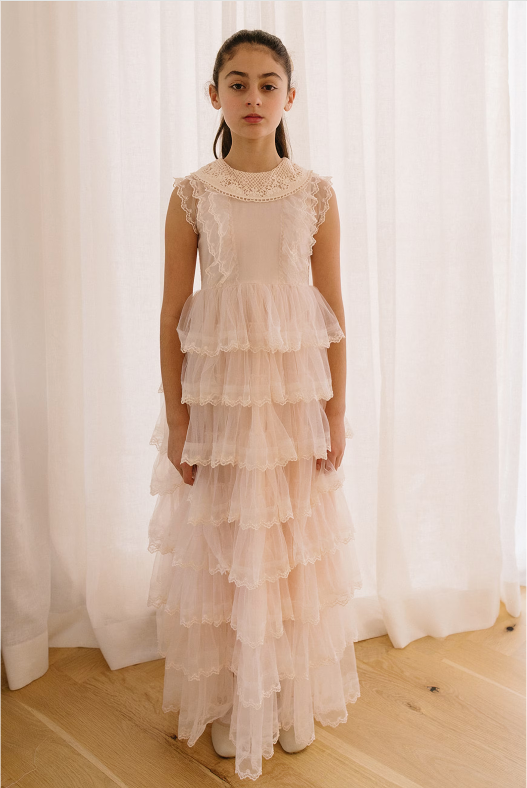 Petite Amalie Crochet Collar Tulle Gown