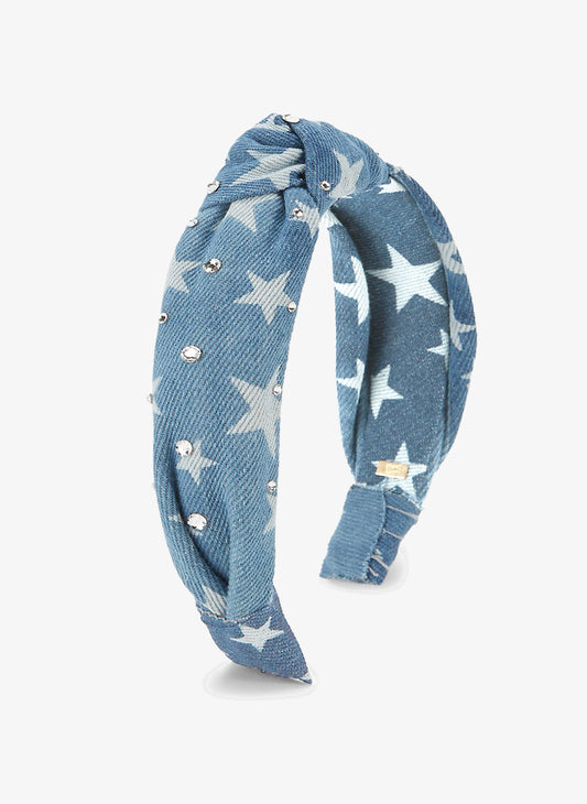 Bari Lynn Star Denim Knotted Headband