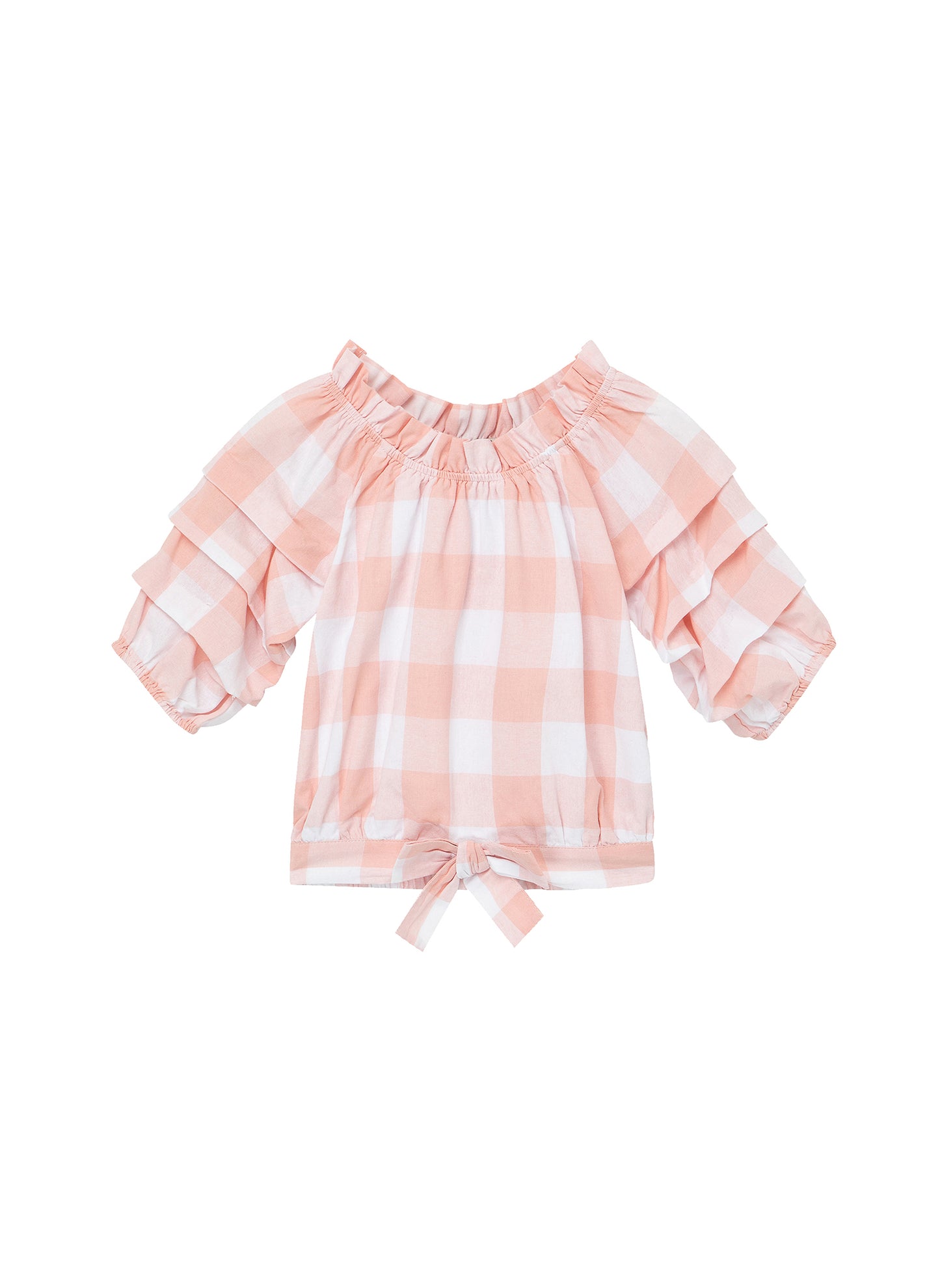 Habitual Kids Puff Sleeve Gingham Top