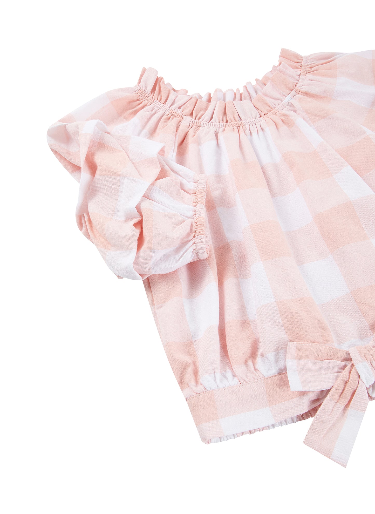 Habitual Kids Puff Sleeve Gingham Top