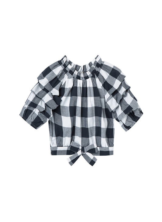 Habitual Kids Puff Sleeve Gingham Top