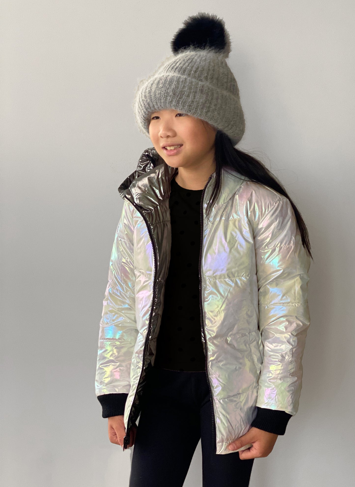 Vierra Rose Jusuf Reversible Jacket in Pearl Iridescent/Metallic Grey