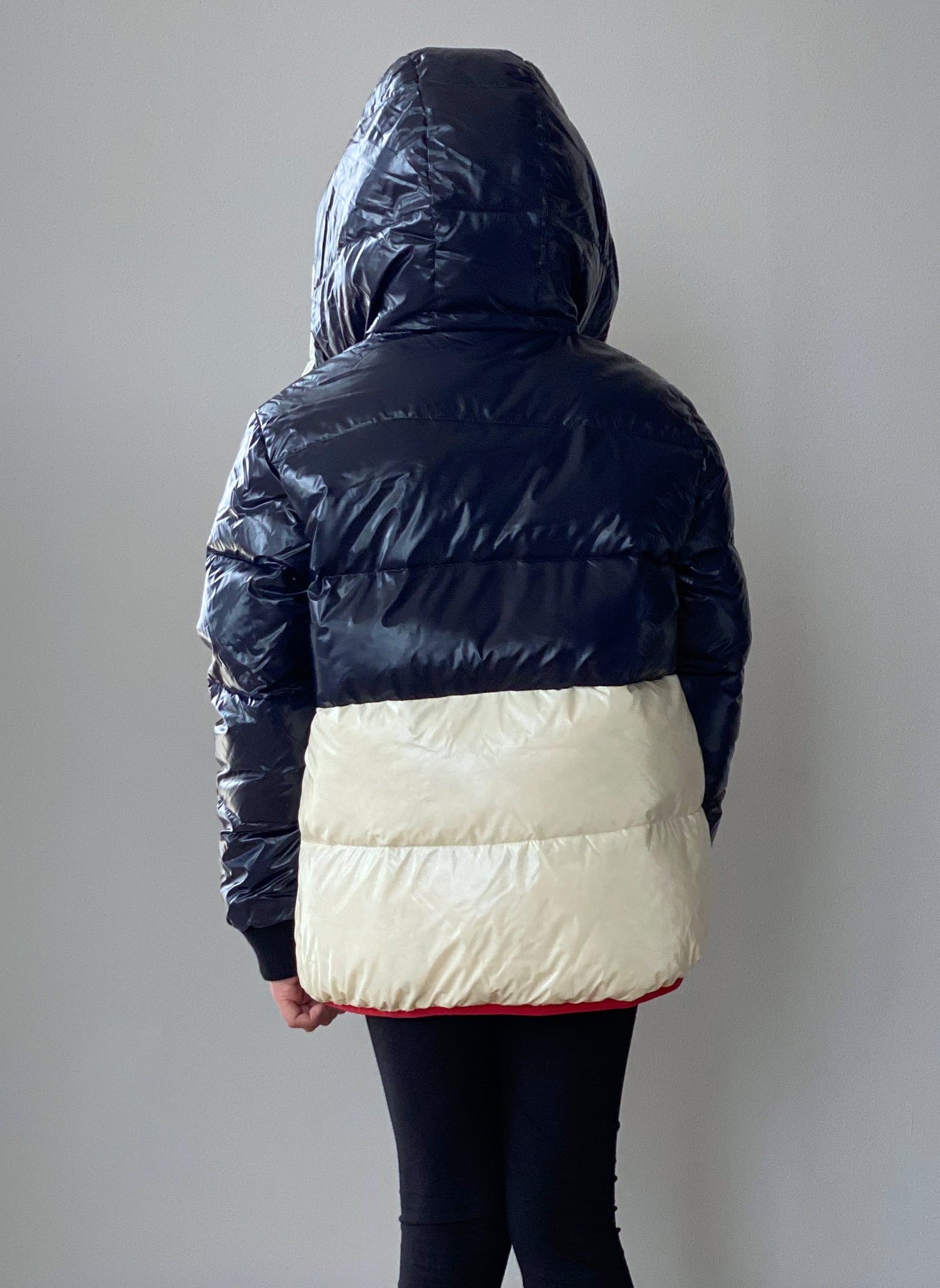 Vierra Rose Elios Colorblock Puffer in Dark Navy/Ivory