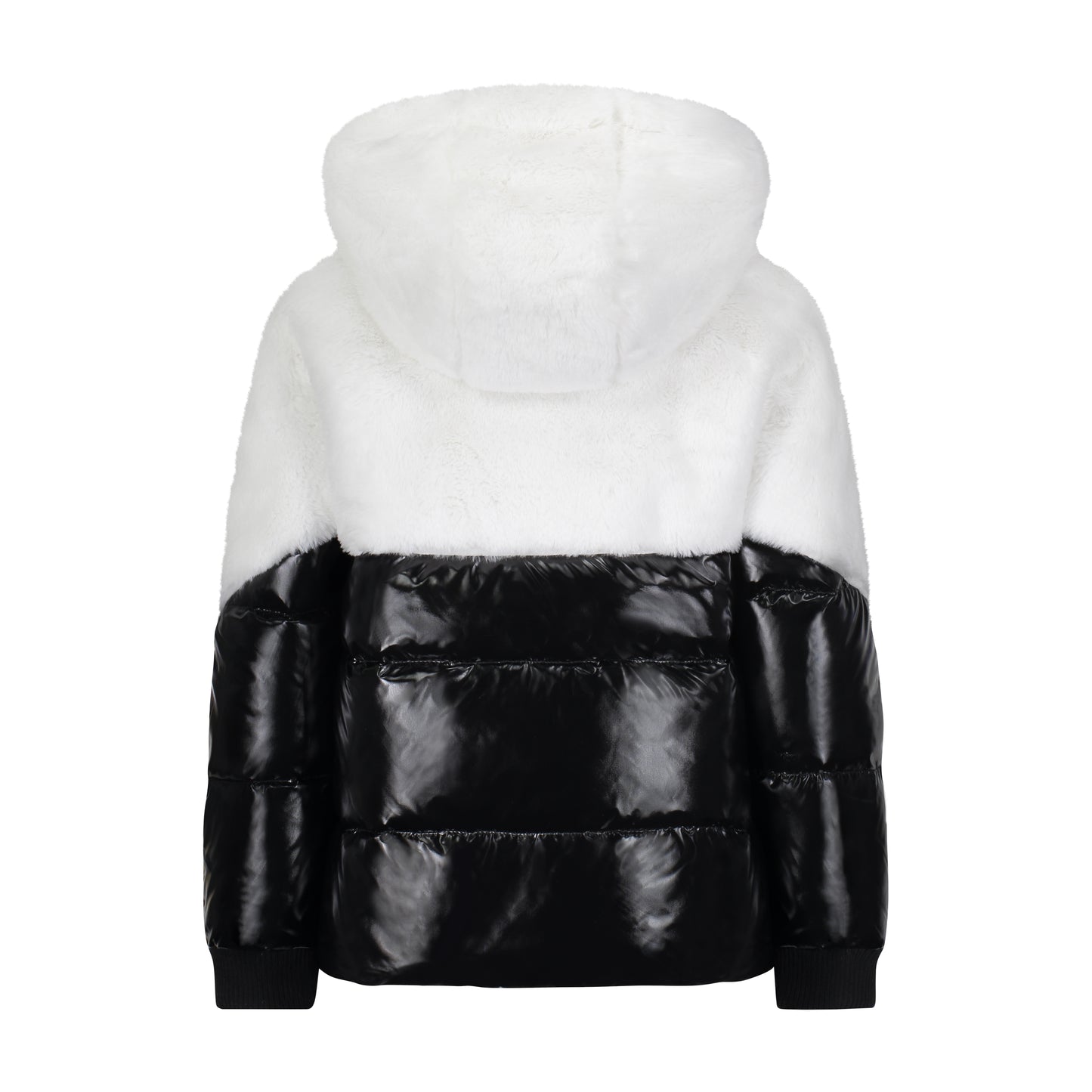 Vierra Rose Boa Faux Fur Top Jacket in Black/White Combo