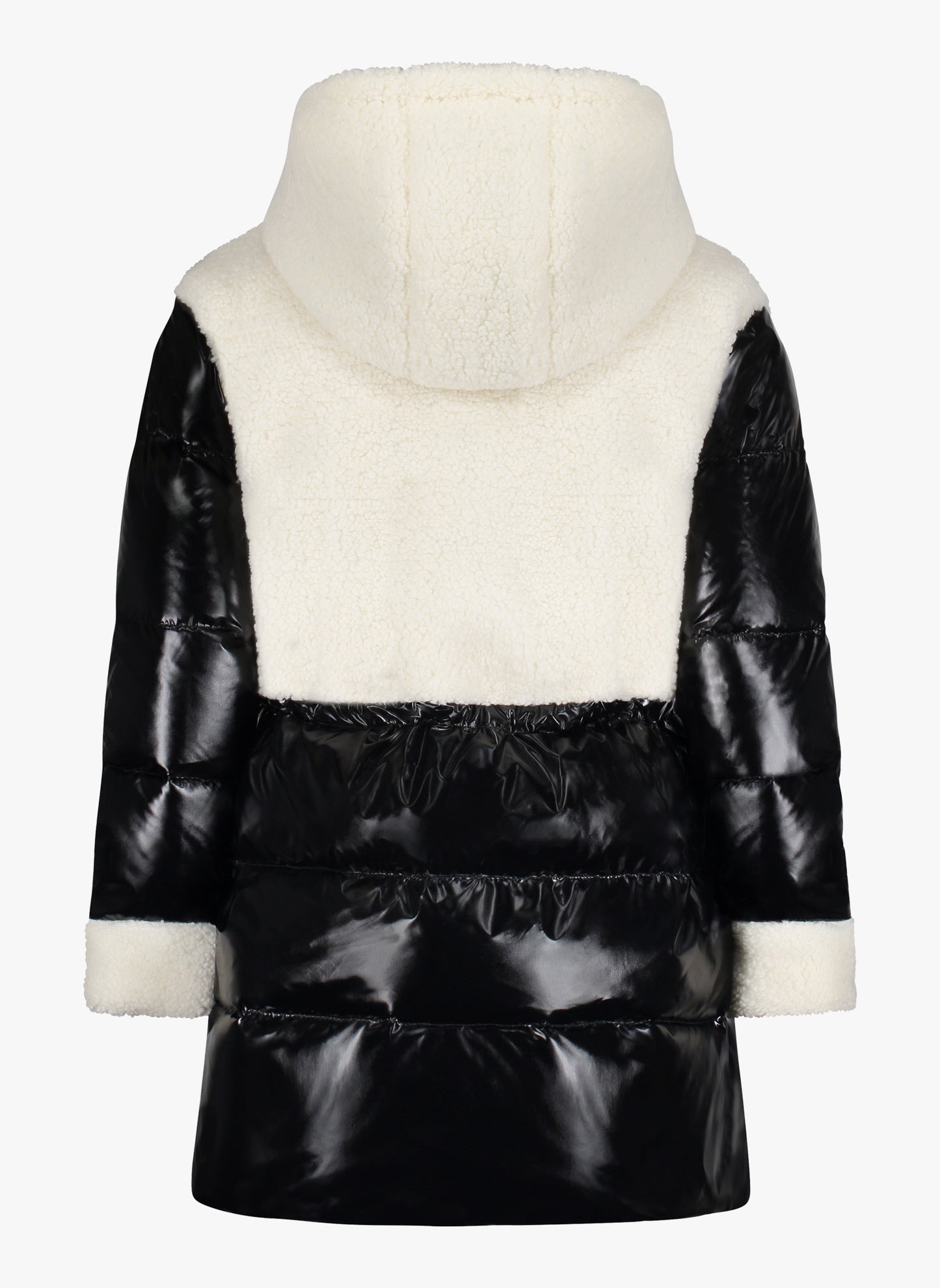 Vierra Rose Toda Faux Shearling Combo Coat in Black/White