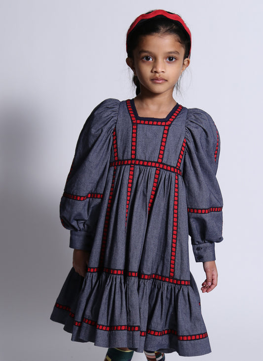 Tia Cibani Kids Herero Frock in Indigo